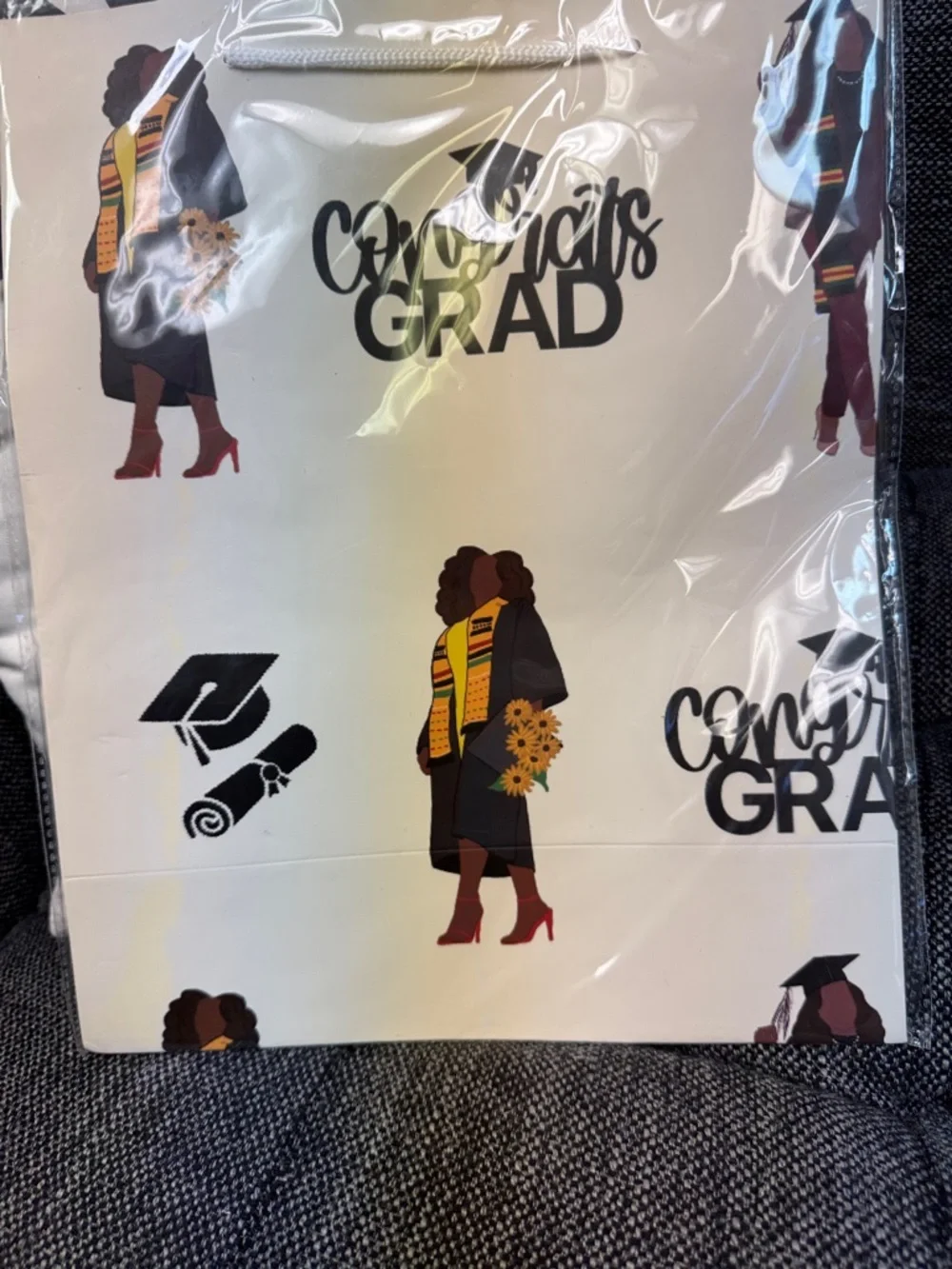 Graduation Gift Bag – White with Multicolor Graduate Design